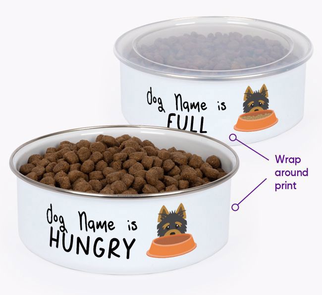 Hungry: Personalized {breedFullName} Enamel Dog Bowl